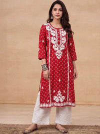 House of Chikankari Women Embroidered Chikankari Kurta