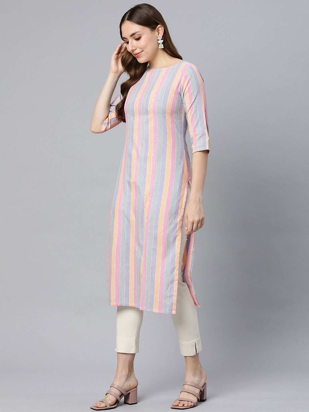 KALINI Women Striped Straight Kurta