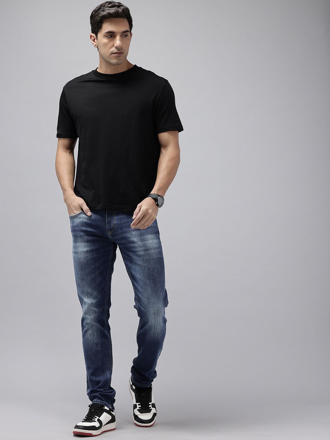 SPYKAR Men Skinny Slim Fit Low-Rise Heavy Fade Stretchable Jeans