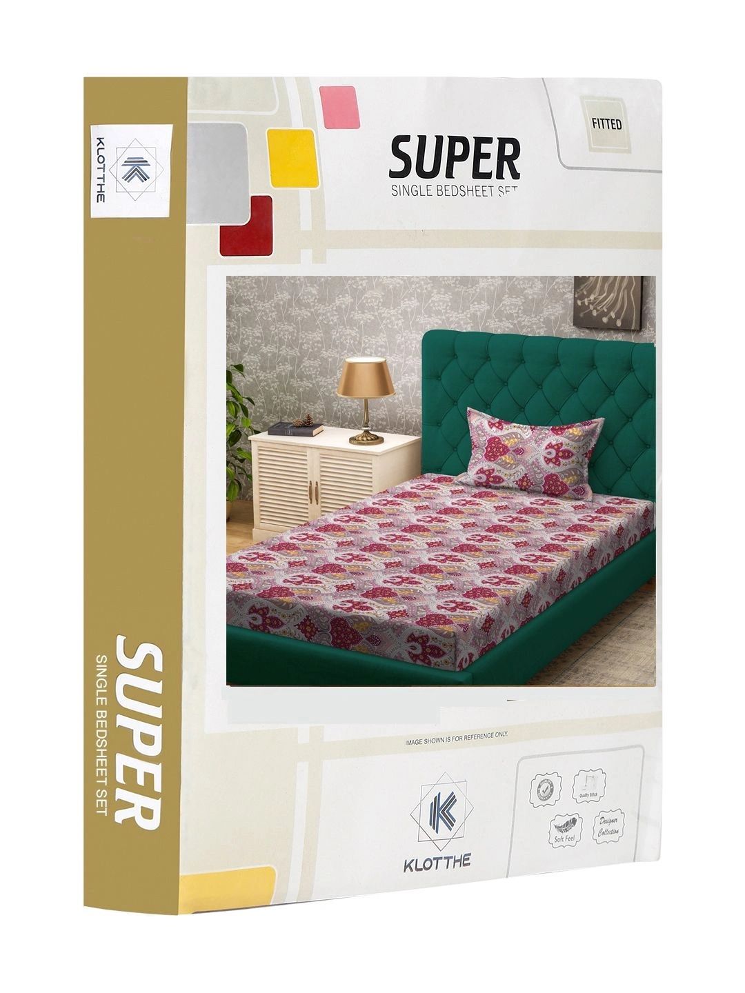 Moda Rapido X KLOTTHE Motif Etnik Merah & Merah Jambu 300 TC Cadar Bujang dengan 1 Sarung Bantal