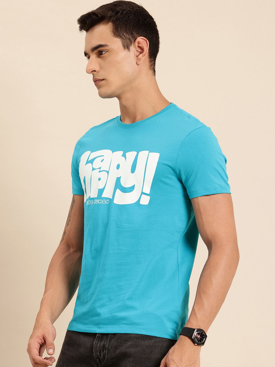 Being Human Pure Cotton Typography Printed T-shirt