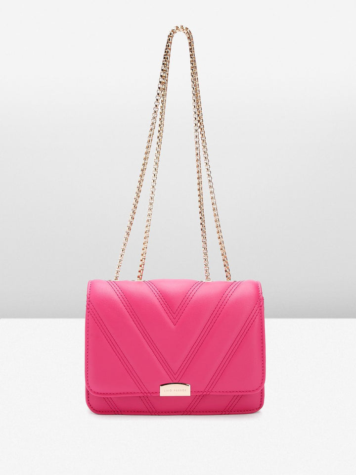 Lino Perros Textured Structured Sling Bag with Quilted Detail