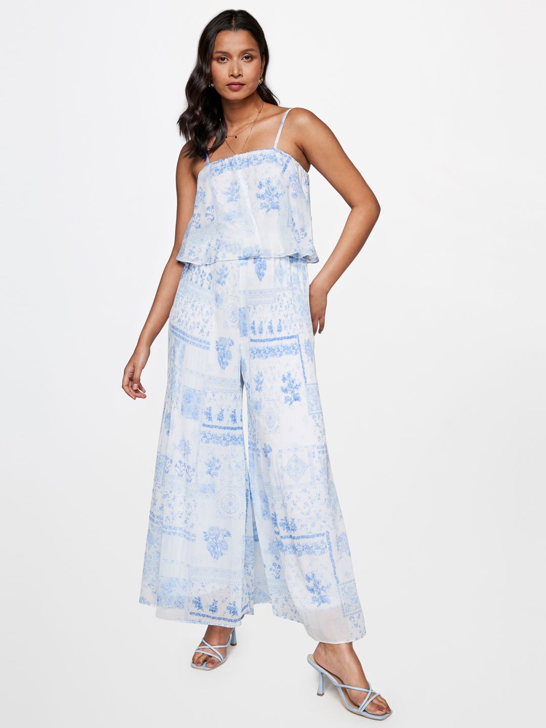 AND Printed Shoulder Straps Basic Jumpsuit