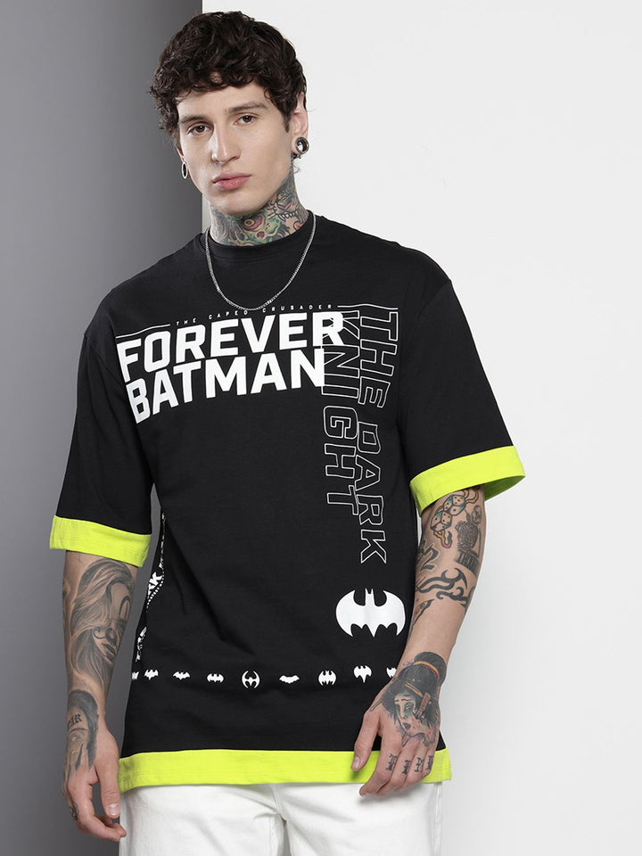 The Indian Garage Co Batman Printed Oversized Pure Cotton T-shirt