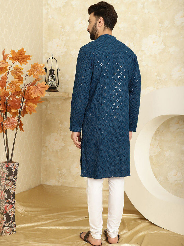 SOJANYA Embroidered Sequinned Pure Cotton Kurta with Pyjama Set