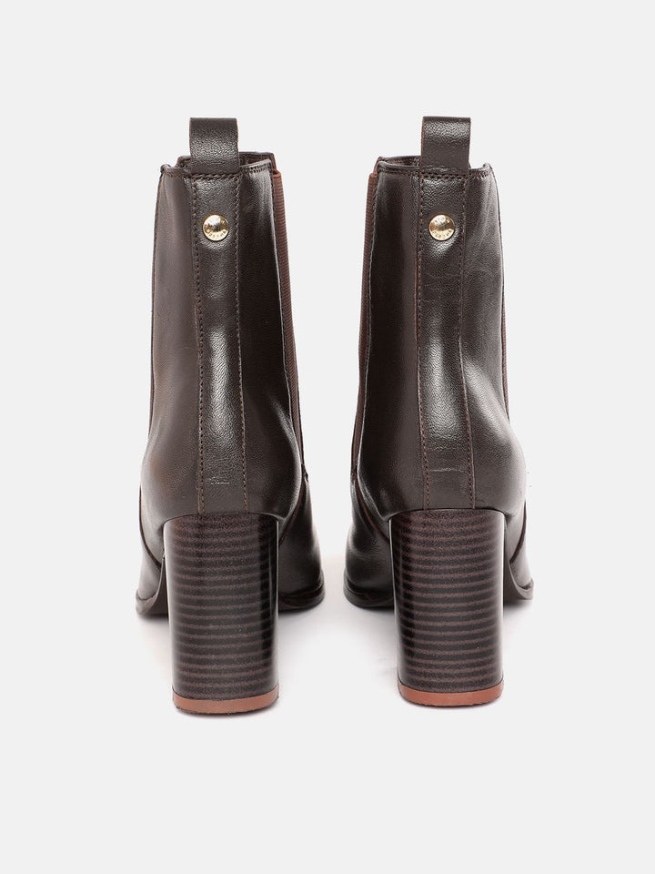 Lino Perros Women Point Toe Chelsea Boots with Block Heels