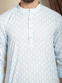 Anouk Geometric Mandarin Collar Lengan Panjang Benang Kerja Kurta Pendek