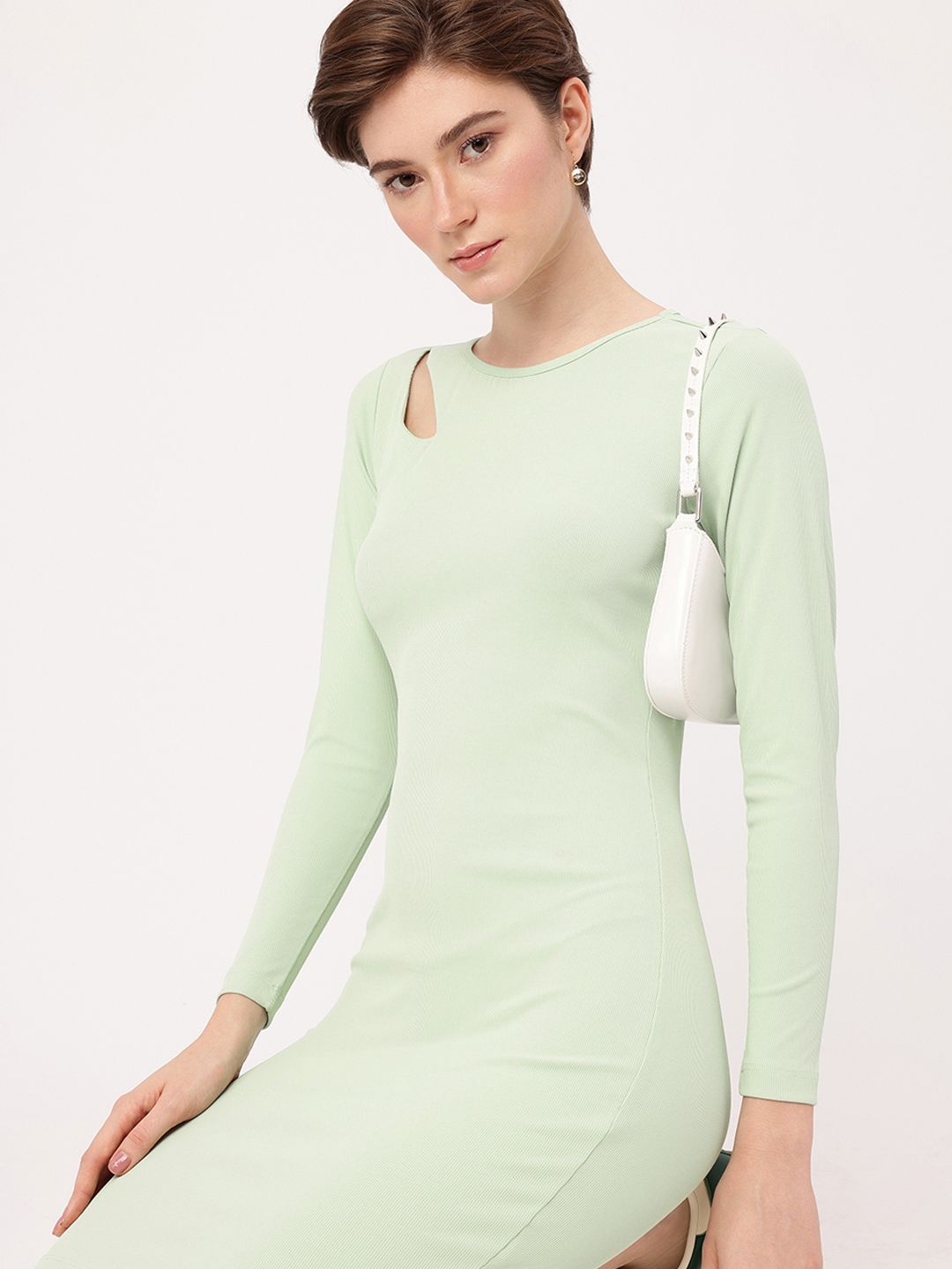 DressBerry Flawless Drape Cut-Out Ribbed Bodycon Midi Dress
