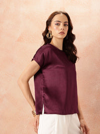 all about you Crinkle Effect Extended Sleeves Satin Finish Top