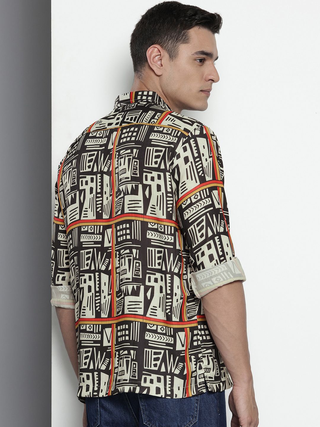 The Indian Garage Co Relaxed Fit Geometric Printed Casual Shirt