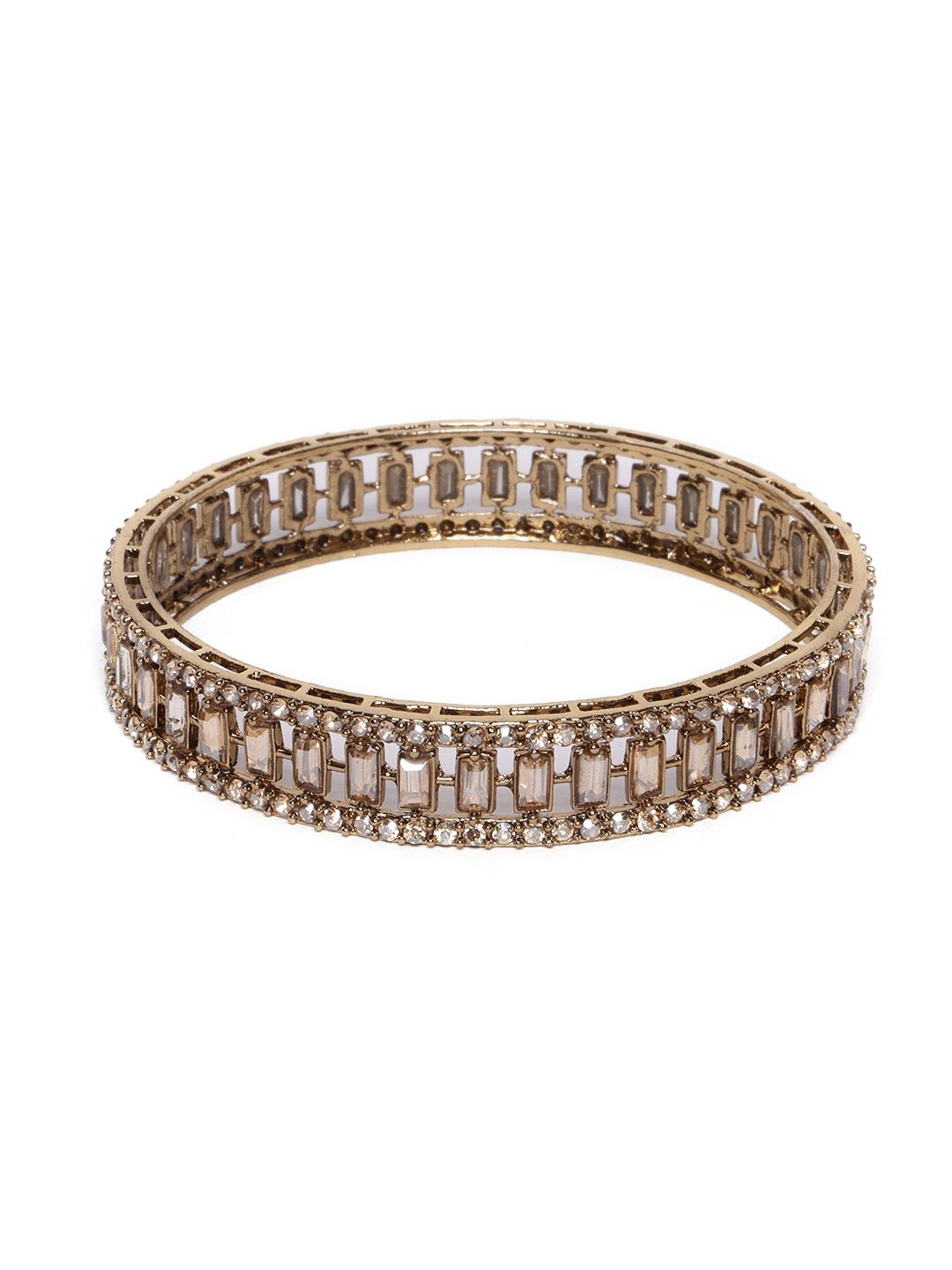 PANASH Set Of 2 Gold-Plated American Diamond Studded Bangles