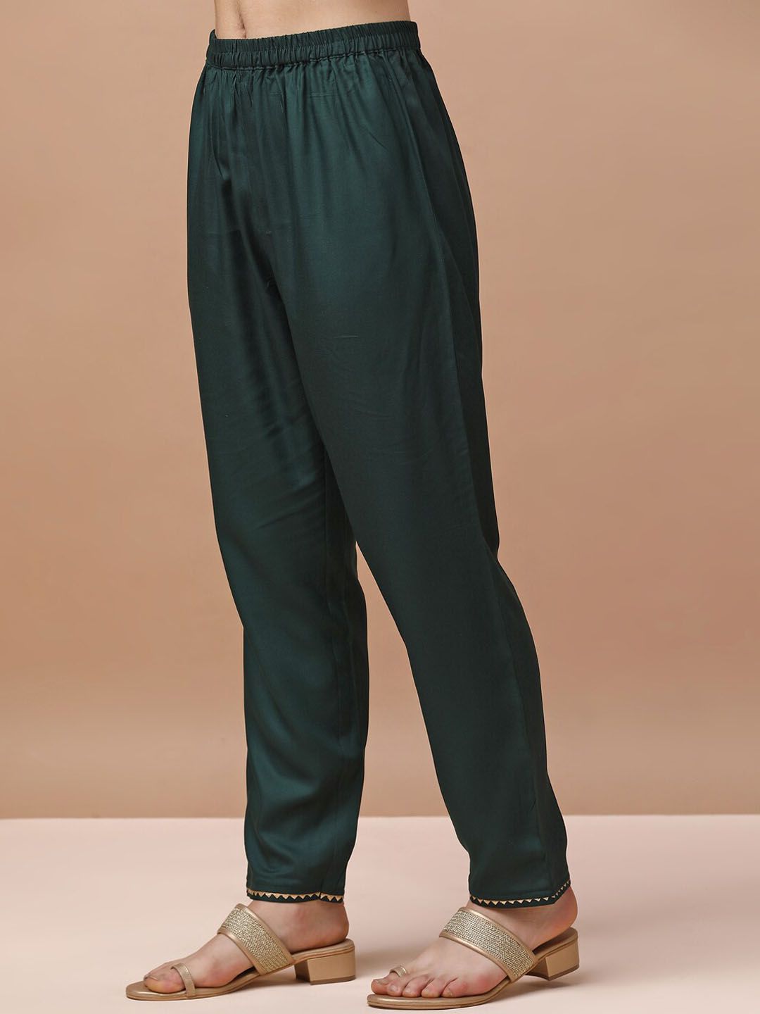 KALINI Floral Printed Empire Sequinned Kurta With Trousers & Dupatta