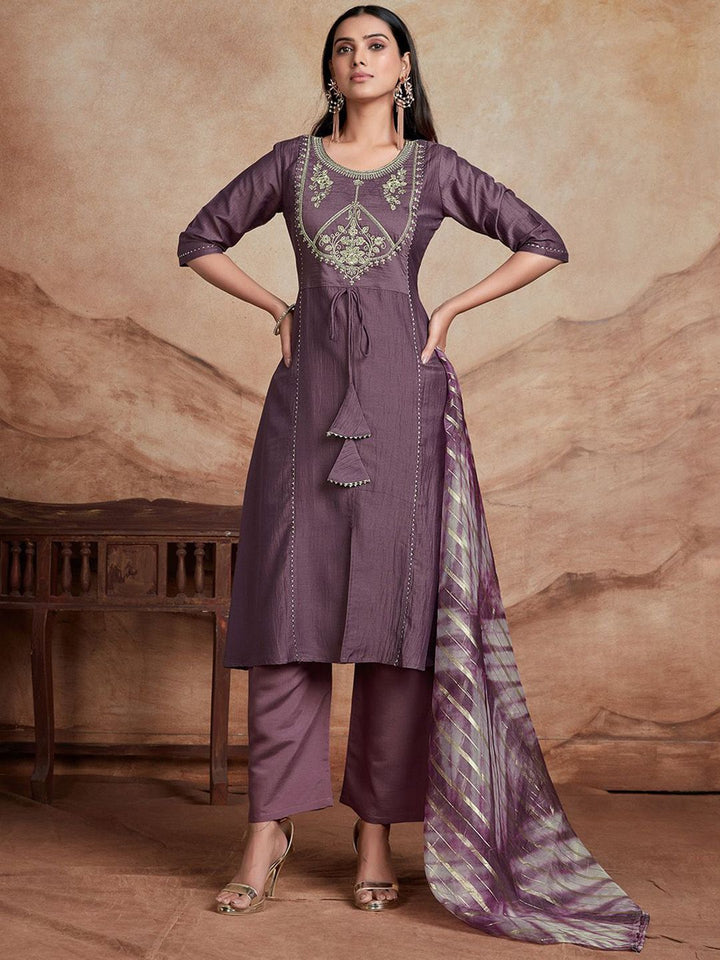 KALINI Ethnic Motifs Yoke Design Regular Gotta Patti Kurta With Palazzos & Dupatta