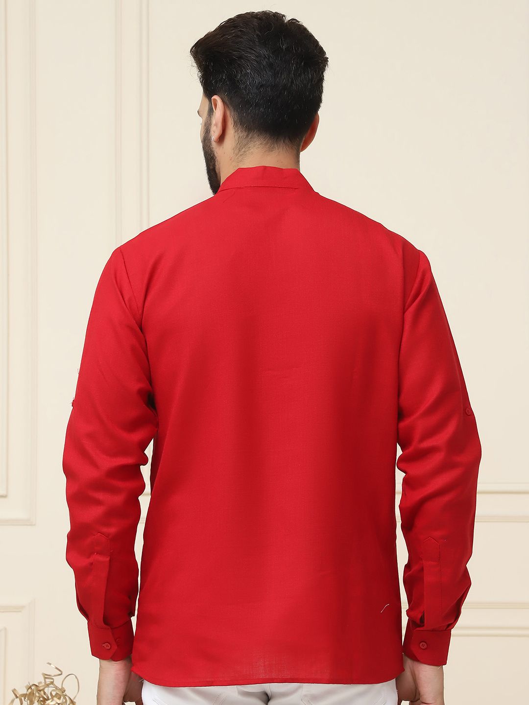 SOJANYA Lelaki Merah Solid Kurta Lurus
