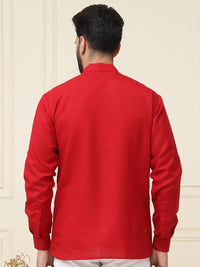 SOJANYA Lelaki Merah Solid Kurta Lurus