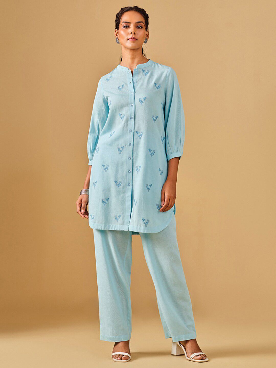 Global Desi Printed Shirt With Trousers