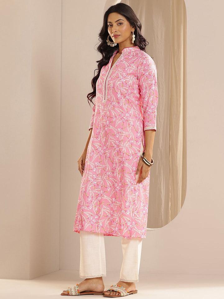 Libas Floral Printed Straight Sequinned Kurta with Trousers & Dupatta