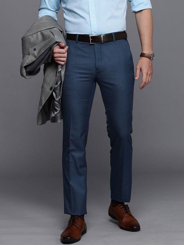 Raymond Men Solid Slim Fit Flat Front Formal Trousers