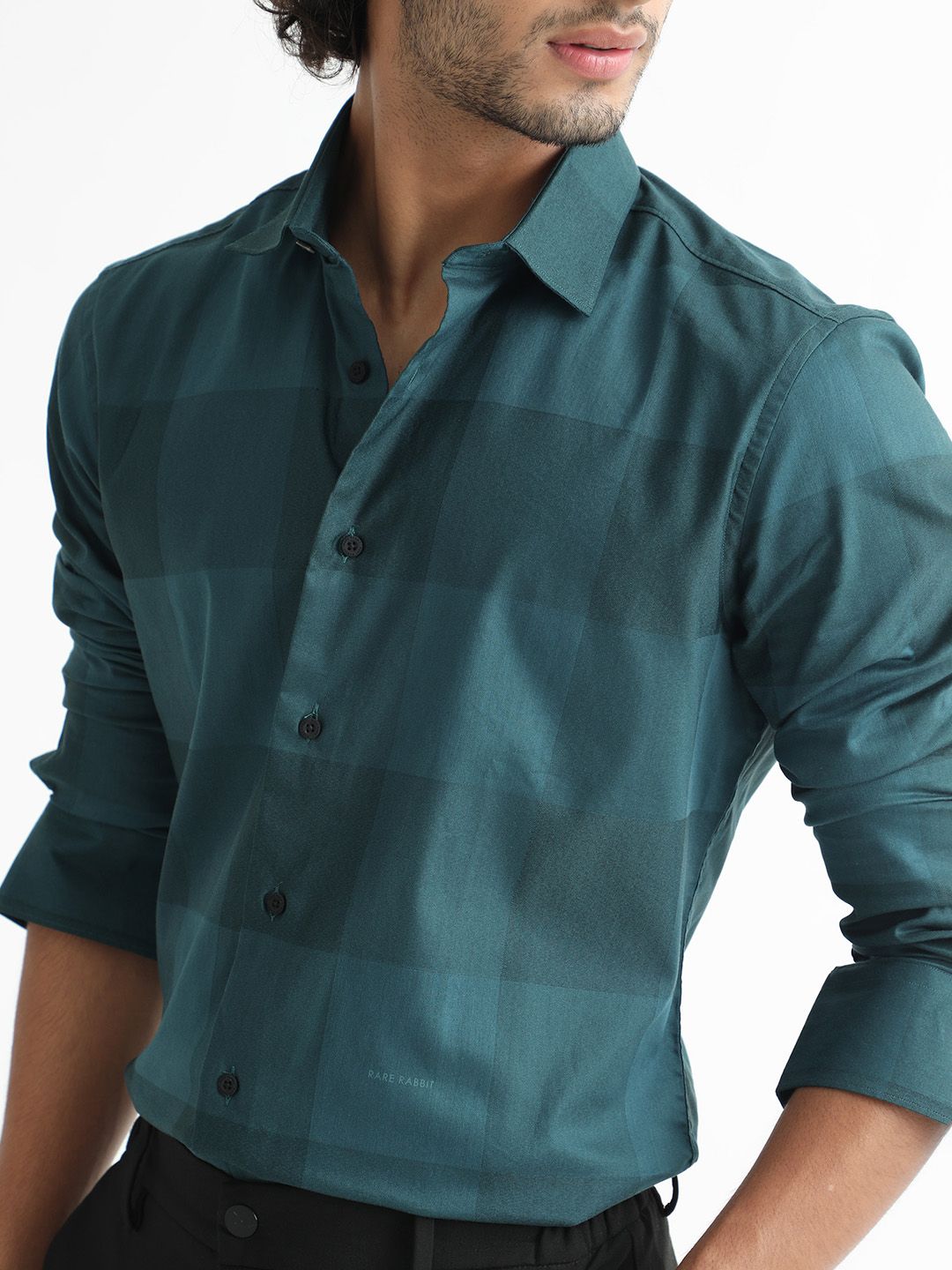RARE RABBIT Men Santhe Checked Slim Fit Cotton Shirt