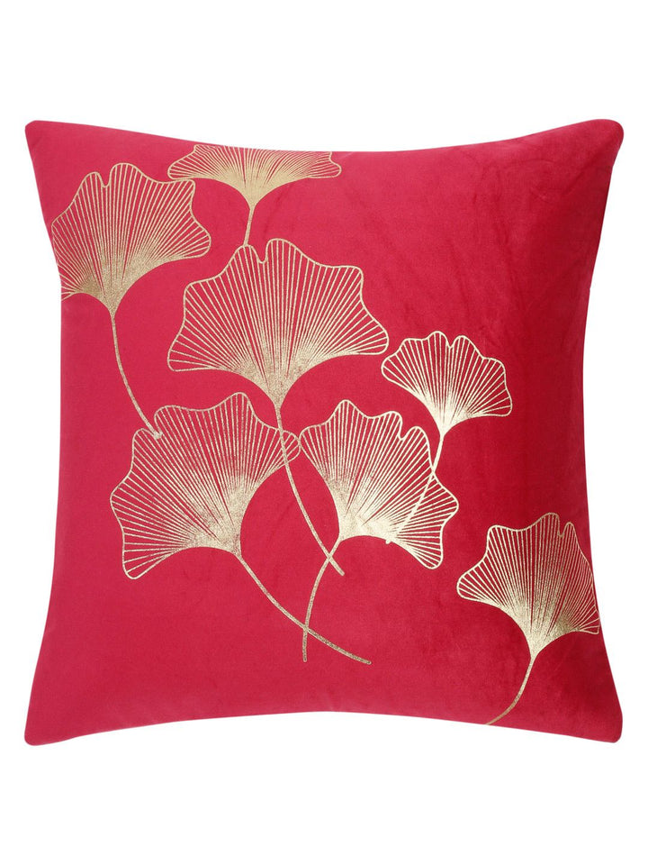 HOSTA HOMES Red & Gold Set of 2 Ethnic Motifs Velvet Square Cushion Covers
