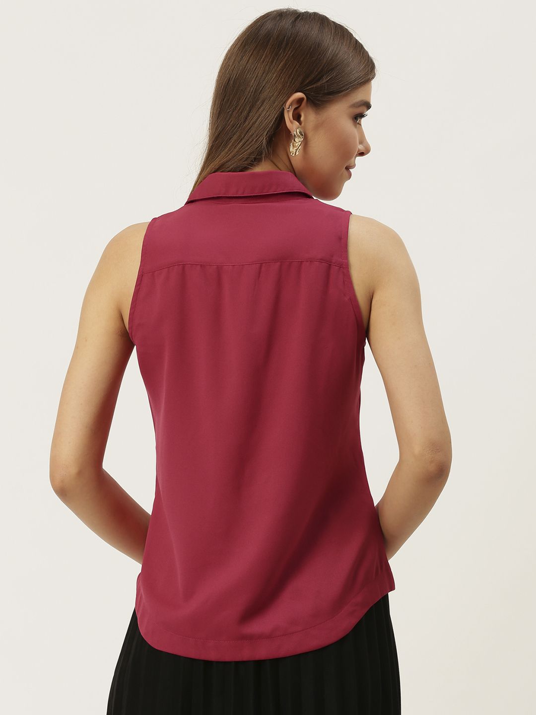 DressBerry Women Fuchsia Regular Fit Solid Casual Shirt