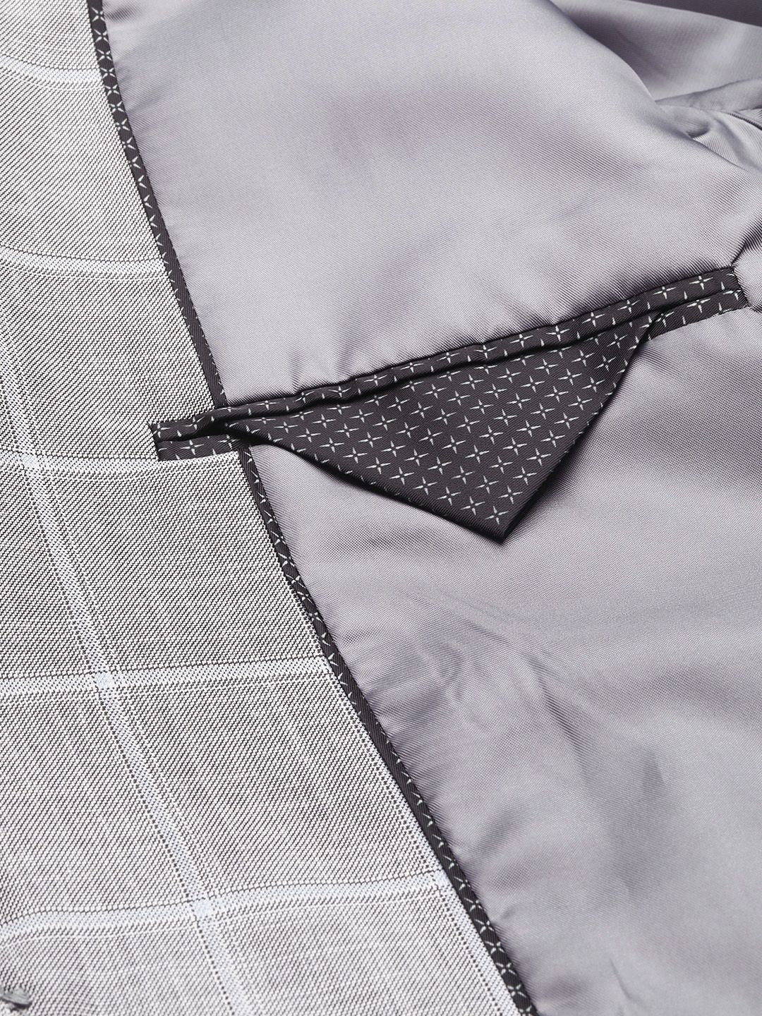 Park Avenue Checked Regular Fit Single-Breasted Formal Blazer