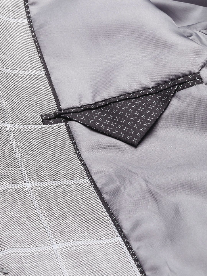 Park Avenue Checked Regular Fit Single-Breasted Formal Blazer