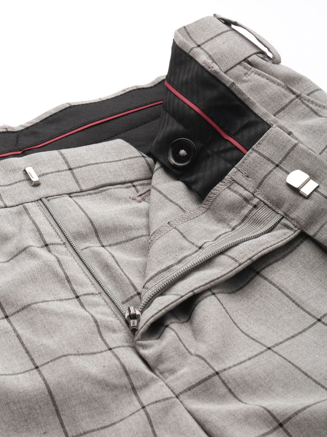 Raymond Men Checked Slim Fit Formal Trousers