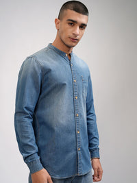 HIGHLANDER Men Blue Slim Fit Casual Shirt