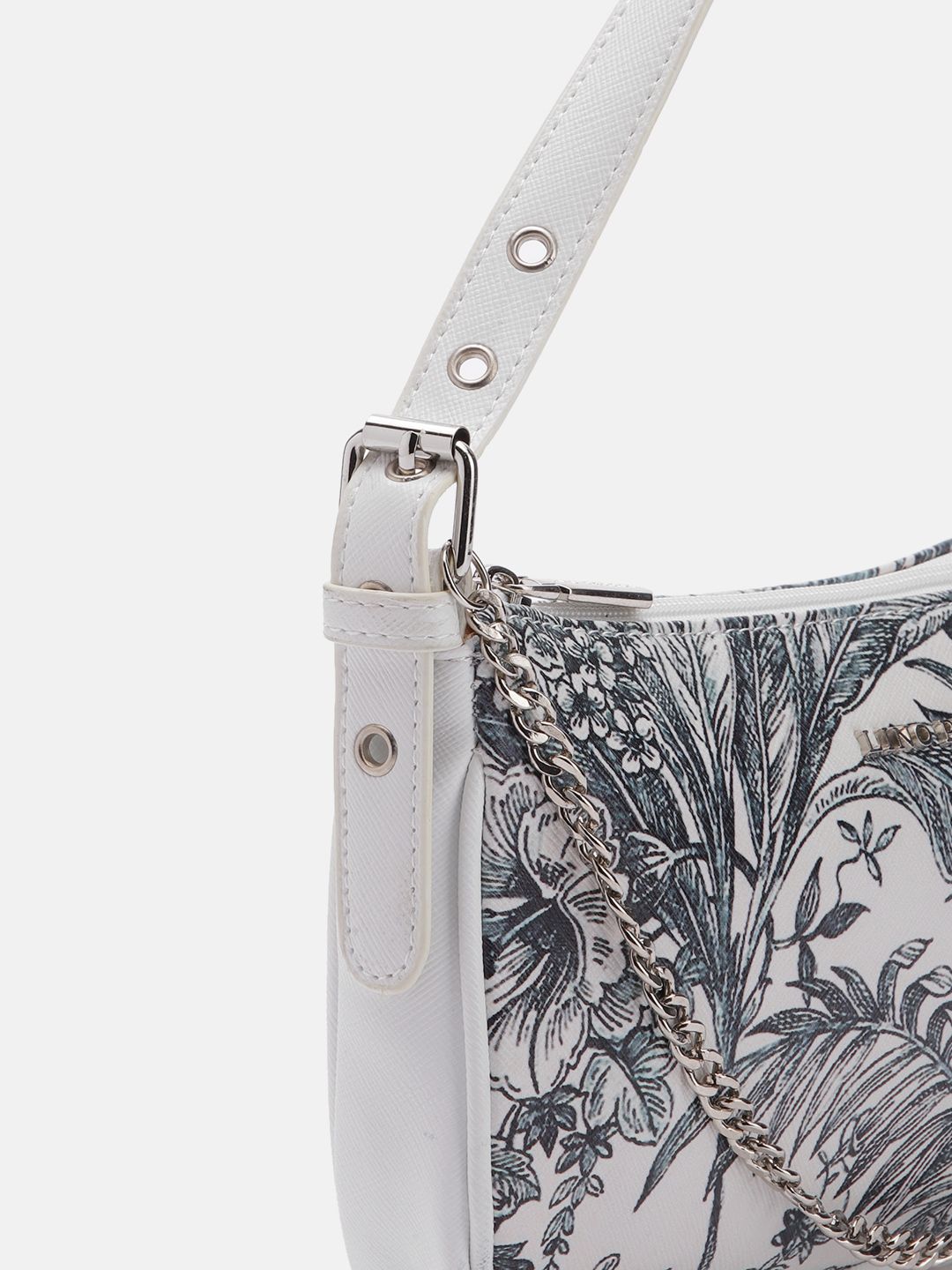 Lino Perros Floral Printed Structured Shoulder Bag With Chain Detail