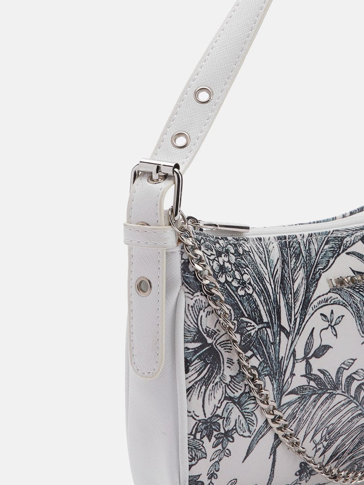 Lino Perros Floral Printed Structured Shoulder Bag With Chain Detail