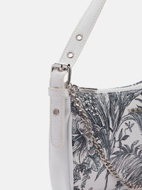Lino Perros Floral Printed Structured Shoulder Bag With Chain Detail