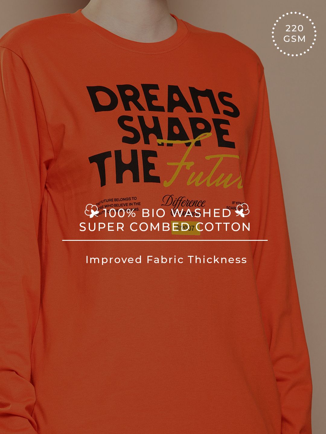 Difference of Opinion Oversized Fit Long Sleeve Typography Printed Pure Cotton T-shirt