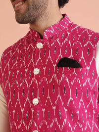 Kisah Men Mandarin Collar Printed Nehru Jacket