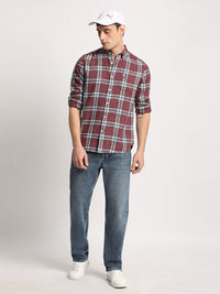 THE BEAR HOUSE Men Checked Slim Fit Button-Down Collar Casual Shirt