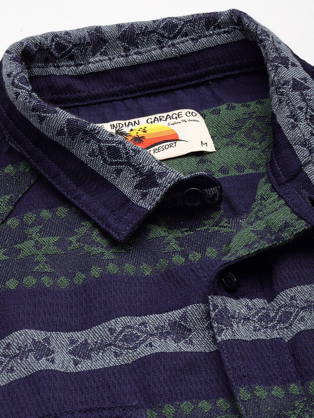The Indian Garage Co Self-Design Ethnic Drop-Shoulder Sleeves Relaxed Fit Casual Shirt