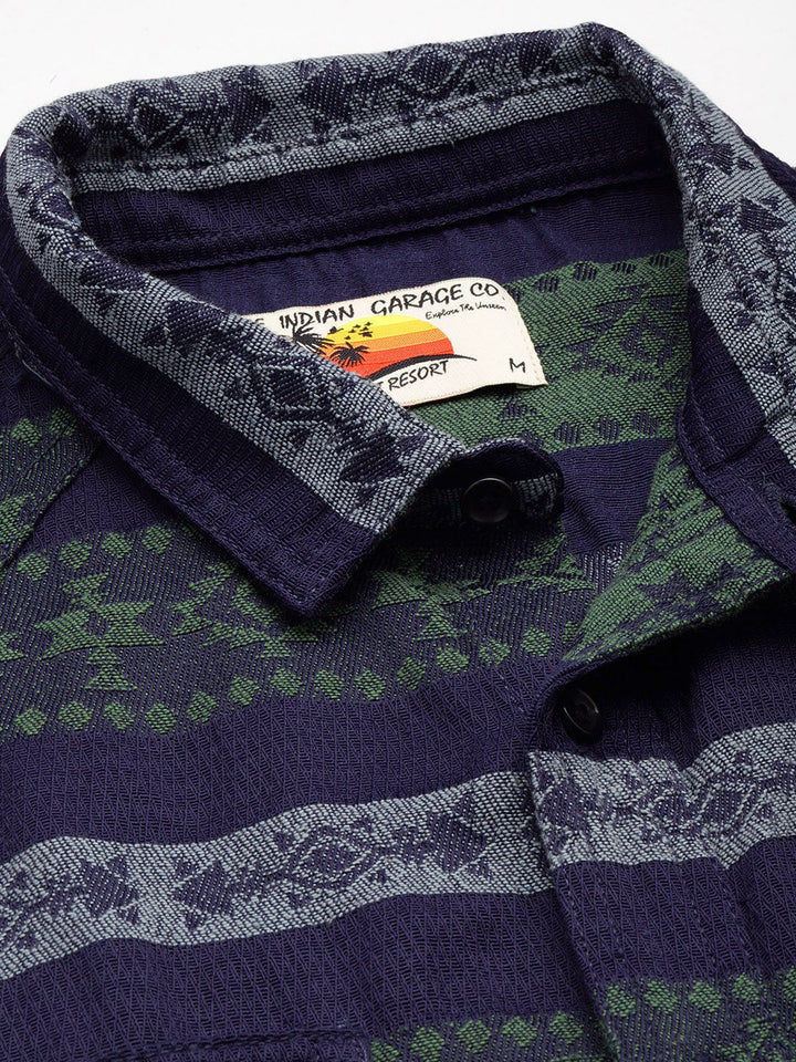 The Indian Garage Co Self-Design Ethnic Drop-Shoulder Sleeves Relaxed Fit Casual Shirt