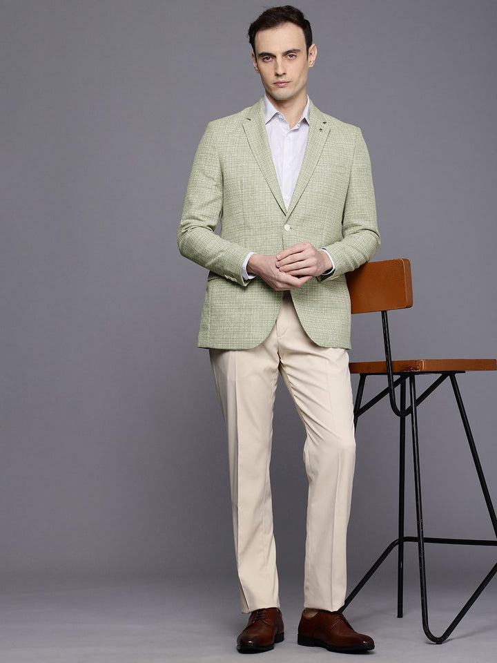 Raymond Contemporary Fit Checked Single-Breasted Formal Blazer