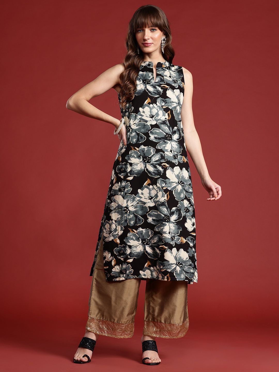 Anouk Floral Printed A-Line Kurta