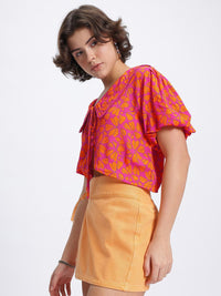 DressBerry Floral Print Above the Keyboard Shirt-Style Top