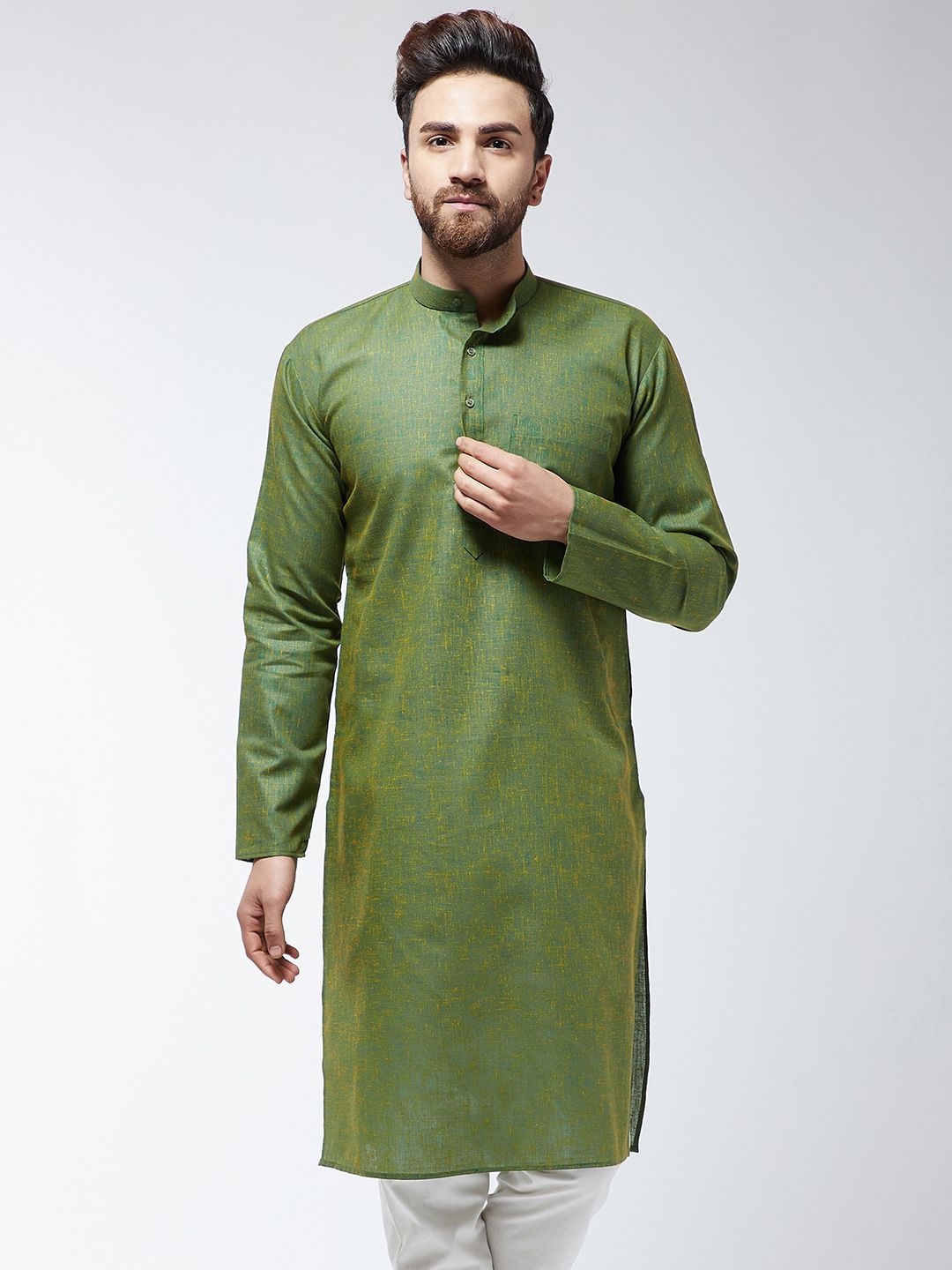 SOJANYA Lelaki Hijau Solid Kurta Lurus