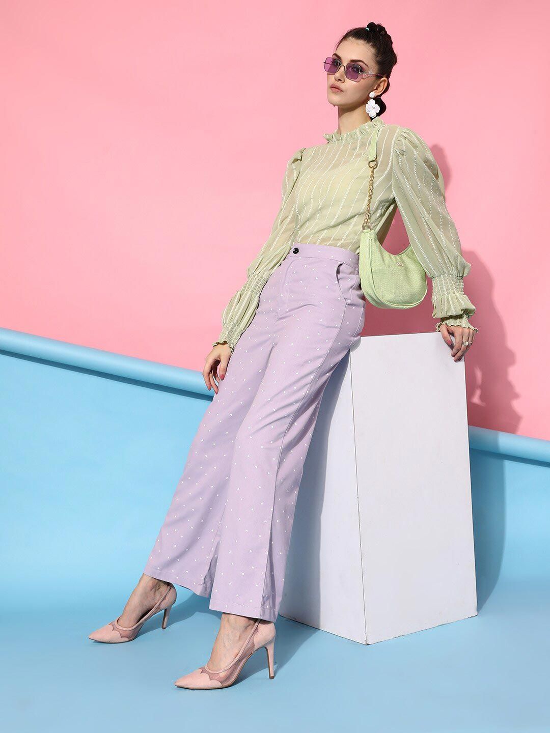 STREET 9 Women Green Striped Top