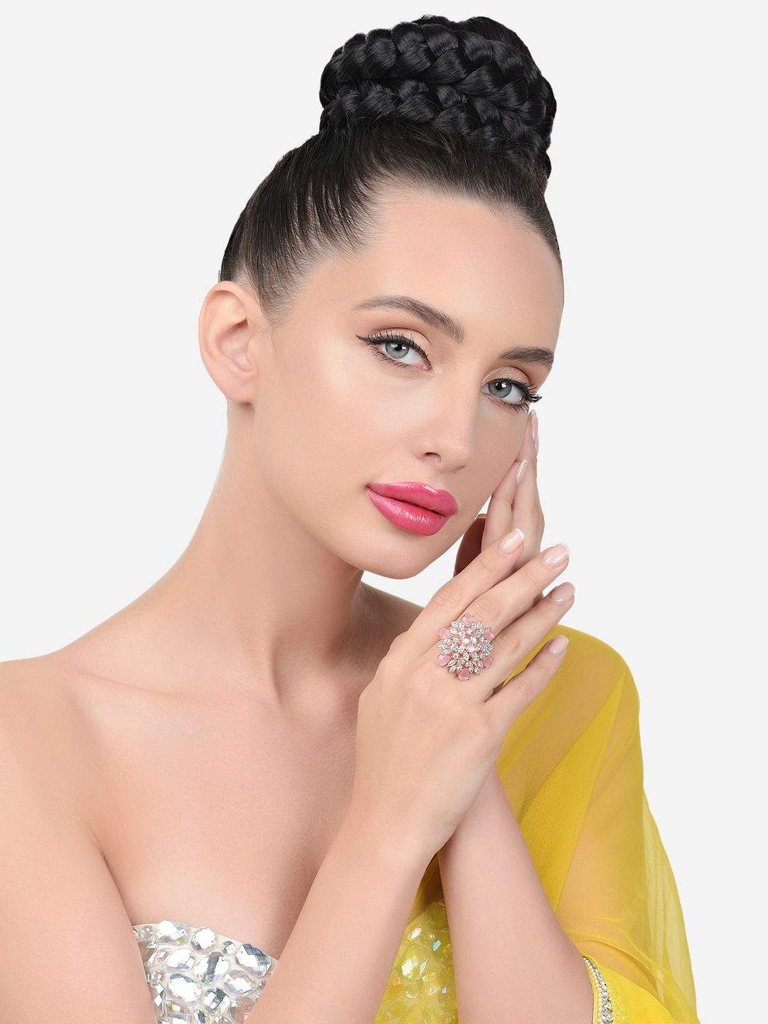 Zaveri Pearls Rose Gold-Plated CZ-Studded Adjustable Finger Rings