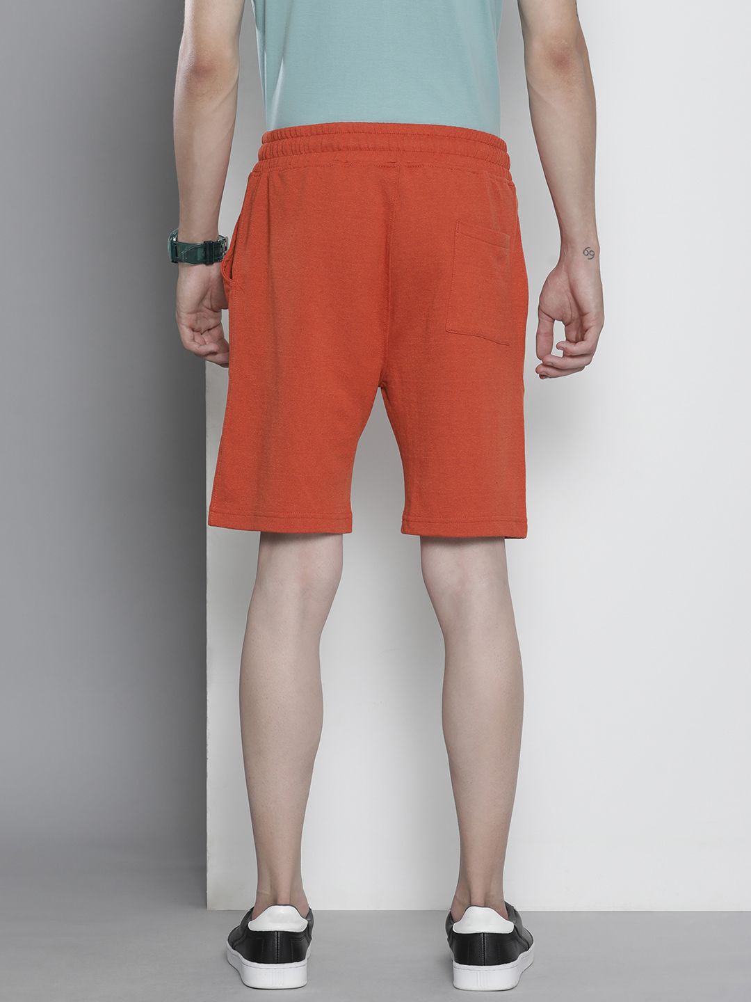 The Indian Garage Co Men Pack of 2 Charcoal Grey & Rust Orange Solid Shorts
