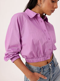 DressBerry Feminine Glam Raglan Sleeves Crop Shirt