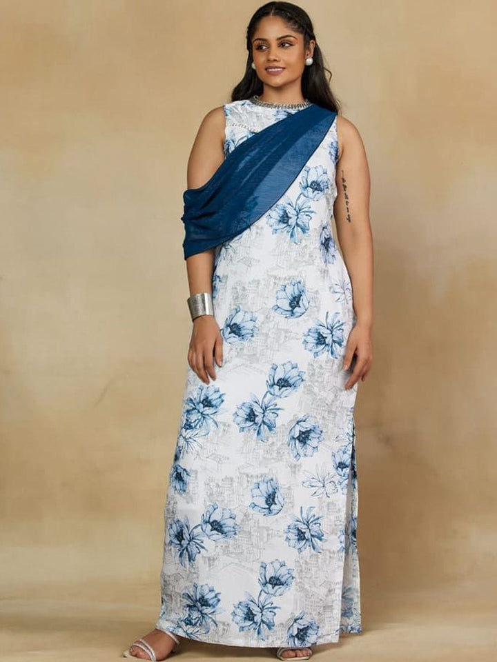 Mamicha Floral Print Satin Maxi Dress