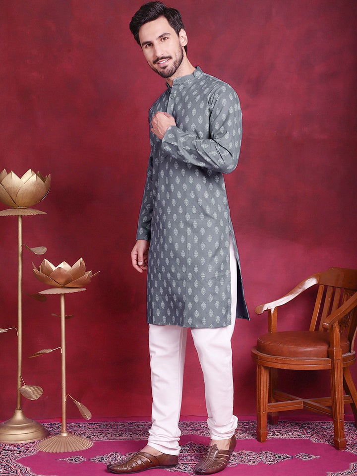 JOMPERS ETHNIC MOTIF PRINTED CART COLTAR COLTON COTTON PURE KURTA WITH CHURIDAR