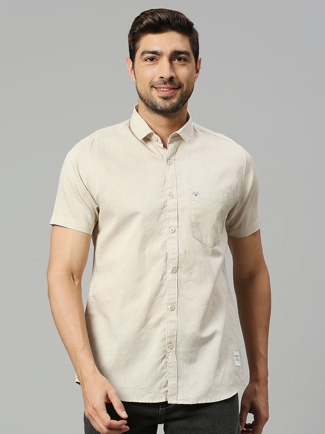 Thomas Scott Classic Slim Fit Opaque Cotton Linen Casual Shirt