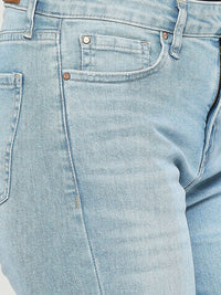 SPYKAR Women Mid-Rise Light Shade Light Fade Slash Knee Ripped Adora Non Stretchable Jeans - Skinny Fit