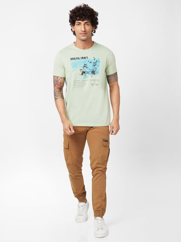 SPYKAR Graphic Printed Round Neck Slim Fit Cotton Casual T-Shirt